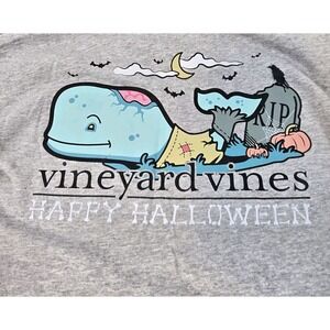 Vineyard Vines Long Sleeve Sz Youth M‎ 12/14 Gray Zombie Whale Happy Halloween